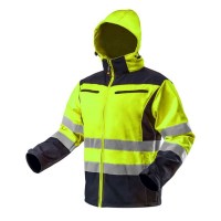 Kurtka robocza ostrzegawcza softshell z kapturem, żółta, NEO 81-700